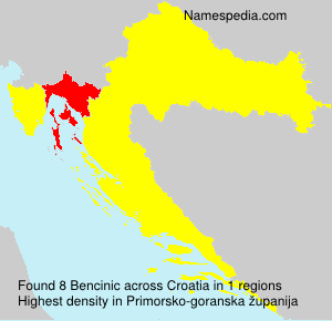 Surname Bencinic in Croatia Surname Bencinic in Croatia