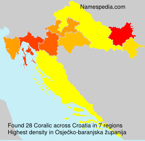 Surname Coralic in Croatia