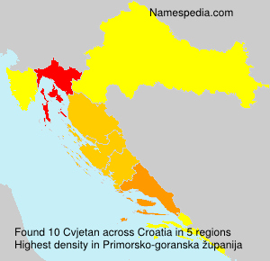 Surname Cvjetan in Croatia