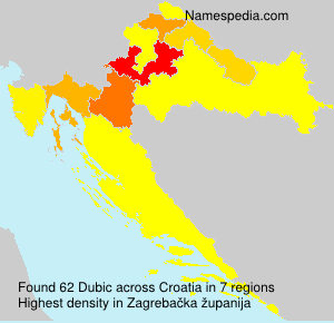 Surname Dubic in Croatia