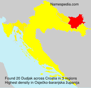 Surname Dudjak in Croatia