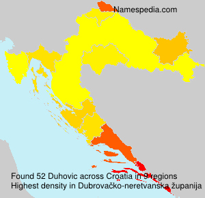 Surname Duhovic in Croatia