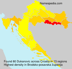 Surname Dukanovic in Croatia