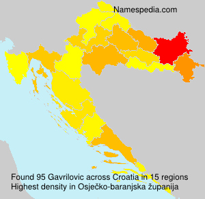 Surname Gavrilovic in Croatia