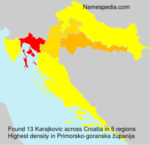 Surname Karajkovic in Croatia