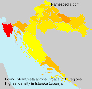 Surname Marceta in Croatia