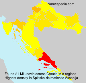 Surname Milunovic in Croatia