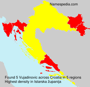 Surname Vujadinovic in Croatia