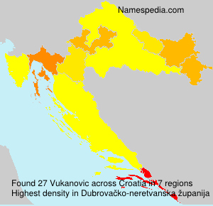 Surname Vukanovic in Croatia