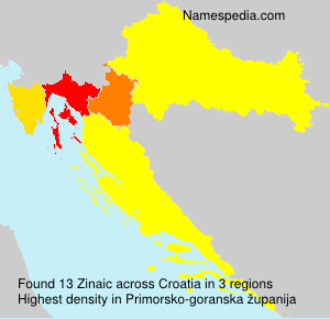 Surname Zinaic in Croatia