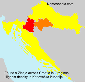 Surname Zinaja in Croatia Surname Zinaja in Croatia