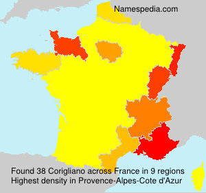 Surname Corigliano in France