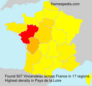 Surname Vincendeau in France
