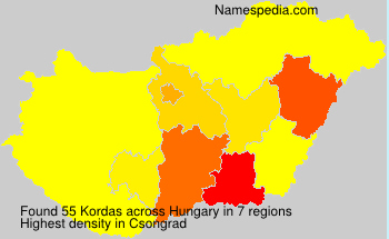 Surname Kordas in Hungary