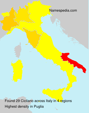 Surname Cicilano in Italy