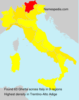 Surname Ghetta in Italy