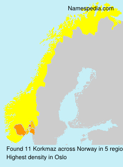 Surname Korkmaz in Norway