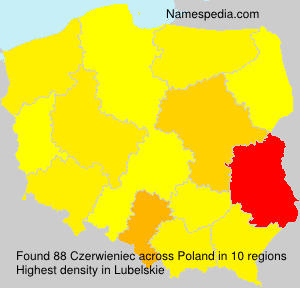 Surname Czerwieniec in Poland