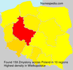 Surname Zmyslony in Poland