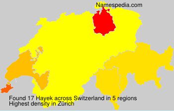 Surname Hayek in Switzerland