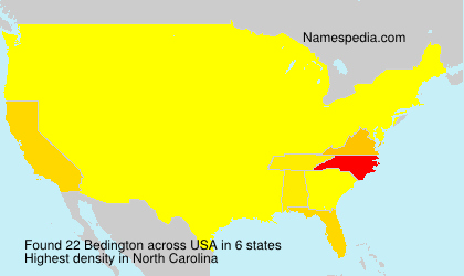 Surname Bedington in USA