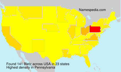 Surname Bletz in USA