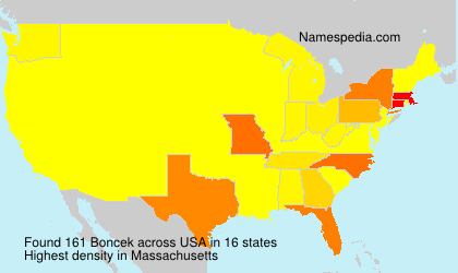 Surname Boncek in USA