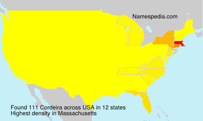 Surname Cordeira in USA