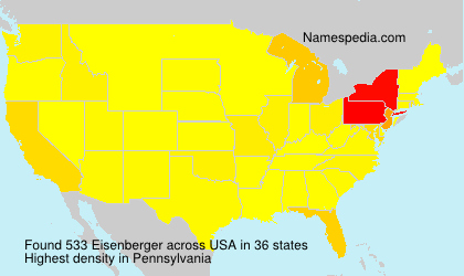 Surname Eisenberger in USA