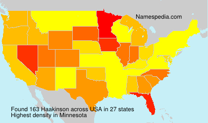 Surname Haakinson in USA