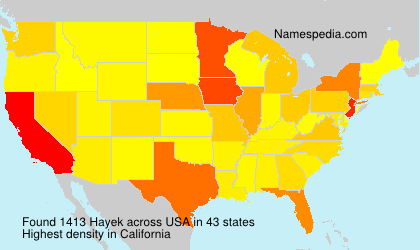Surname Hayek in USA