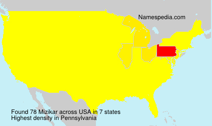 Surname Mizikar in USA