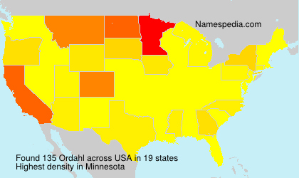Surname Ordahl in USA