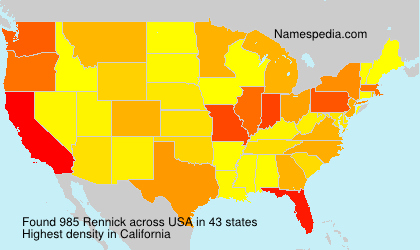 Surname Rennick in USA