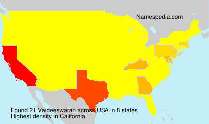 Surname Vaideeswaran in USA Surname Vaideeswaran in USA