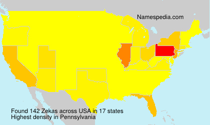 Surname Zekas in USA